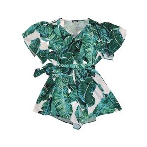 Shein Tropical Leaf One Piece Jumpsuit Romper